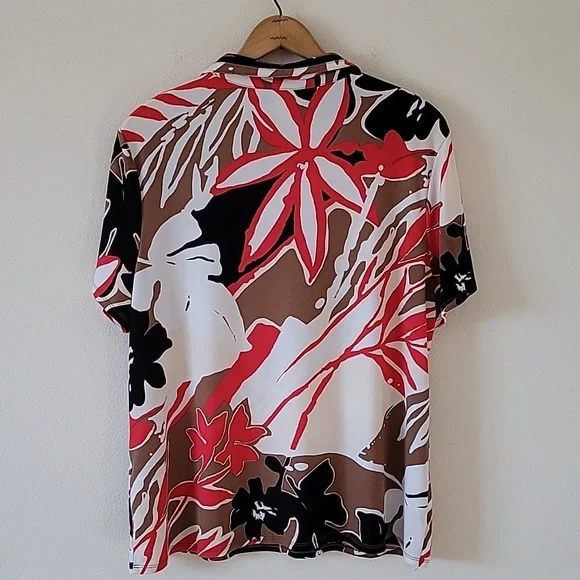 Chico's Weekends Tropical Treat Short Sleeve Polo Size XL - Picture 4 of 7